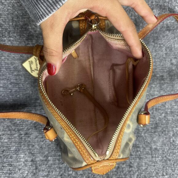 Dooney Bourke Mini Barrel Satchel Brown Logo Canvas Leather Heart Charm Y2K - Picture 9 of 16